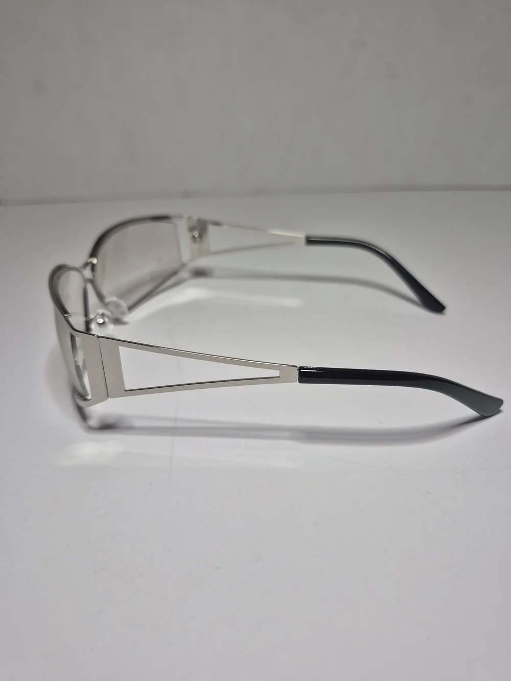 Silver Frameless Shield Sunglasses - Clear Gradient Lenses